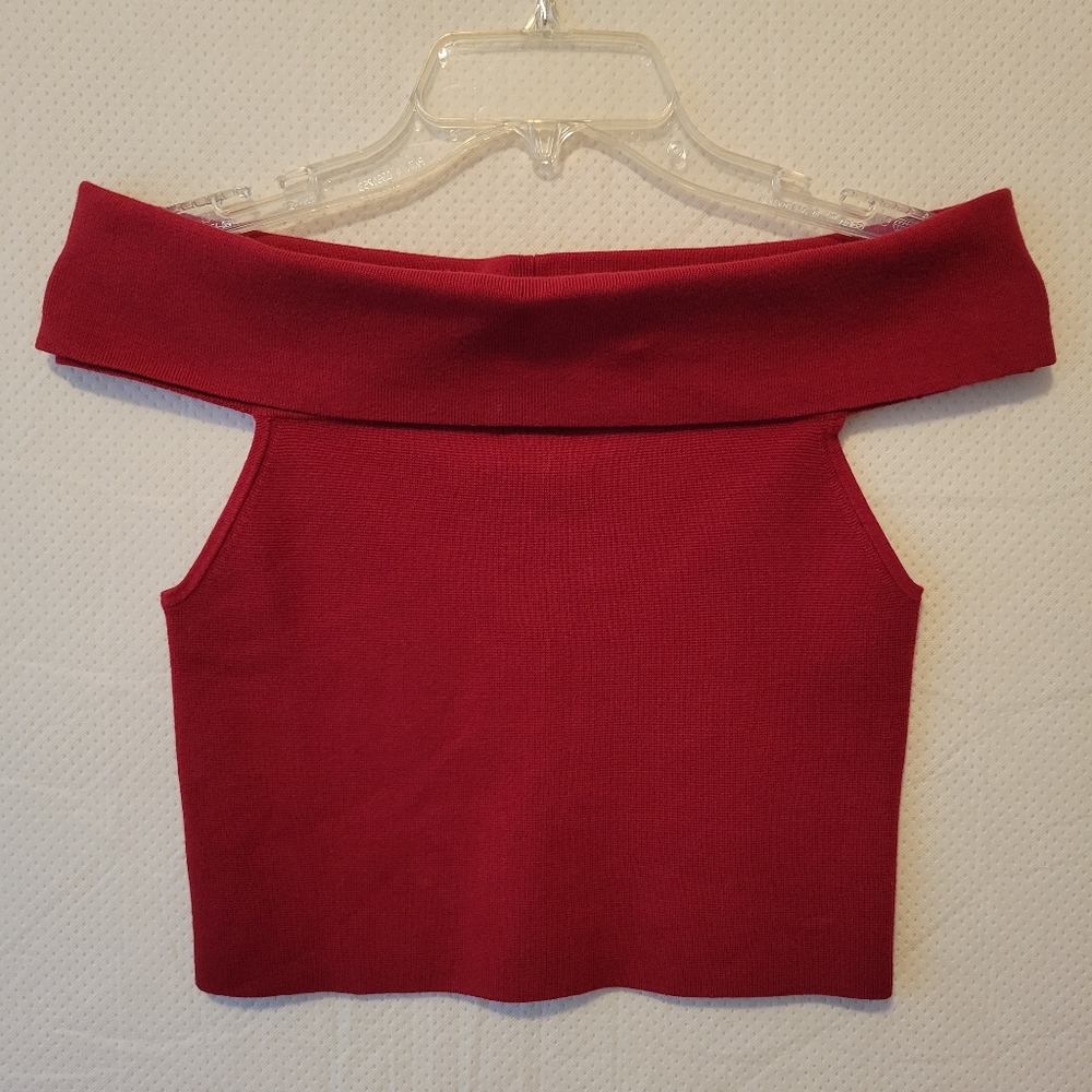 Express Red Off the Shoulder Crop Top
